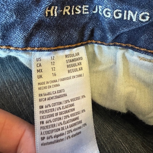American Eagle Outfitters Blue Jeans high rise Jegging size 12 - Picture 4 of 5